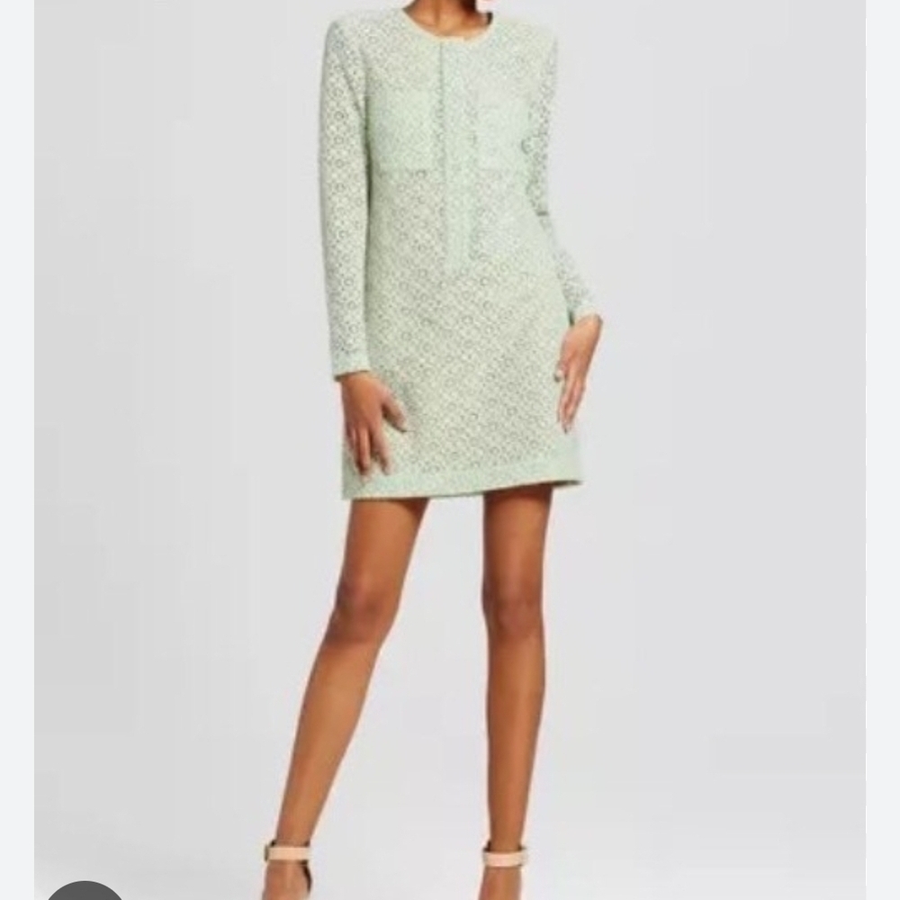 Victoria Beckham for Target Green Mint Eyelit Lace Shirt Midi Dress Sz Small